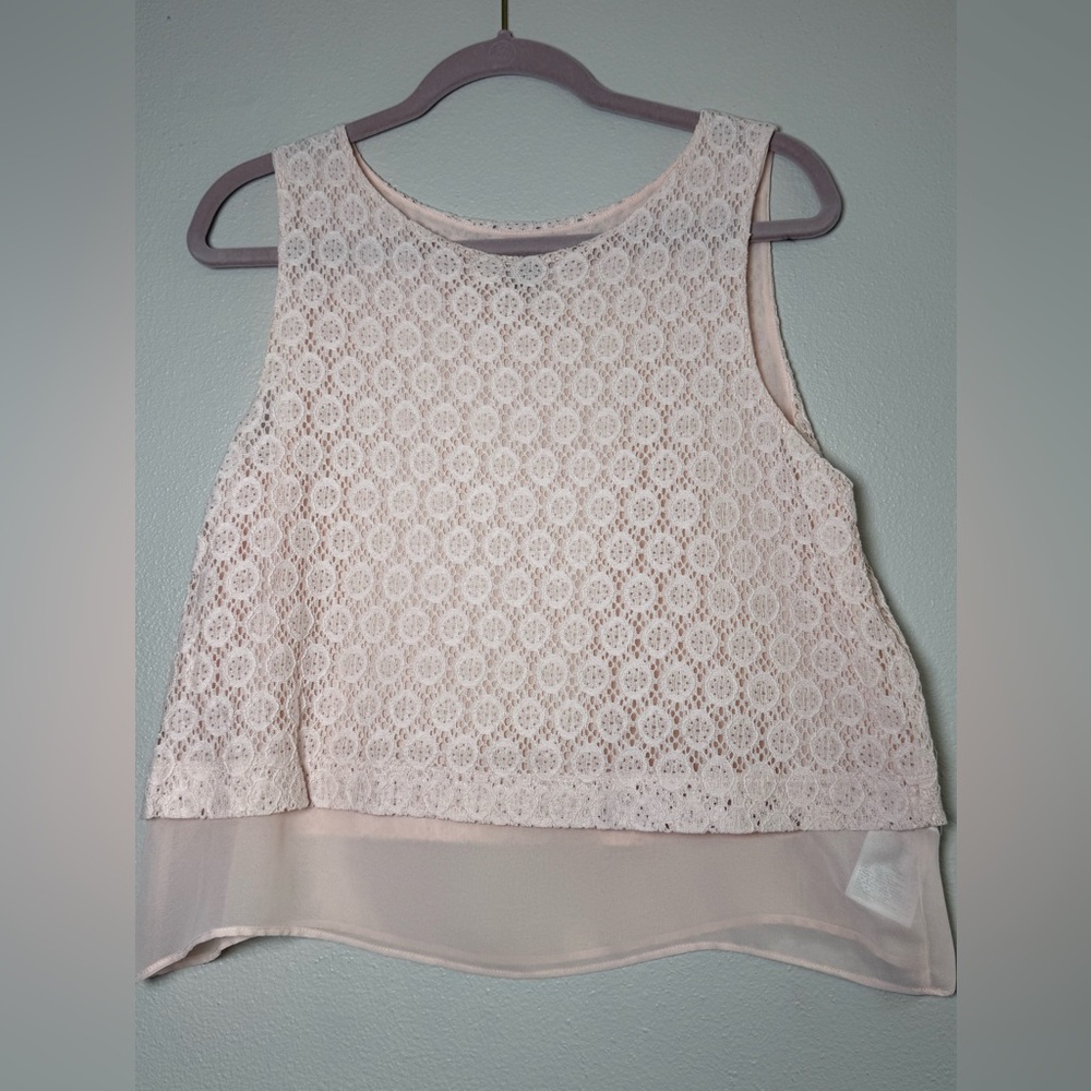 Banana Republic Pale Blush Lace Layered Tank Top